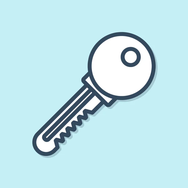 Modrá Čára Ikona Klíče Izolovaná Modrém Pozadí Vektorová Ilustrace — Stockový vektor