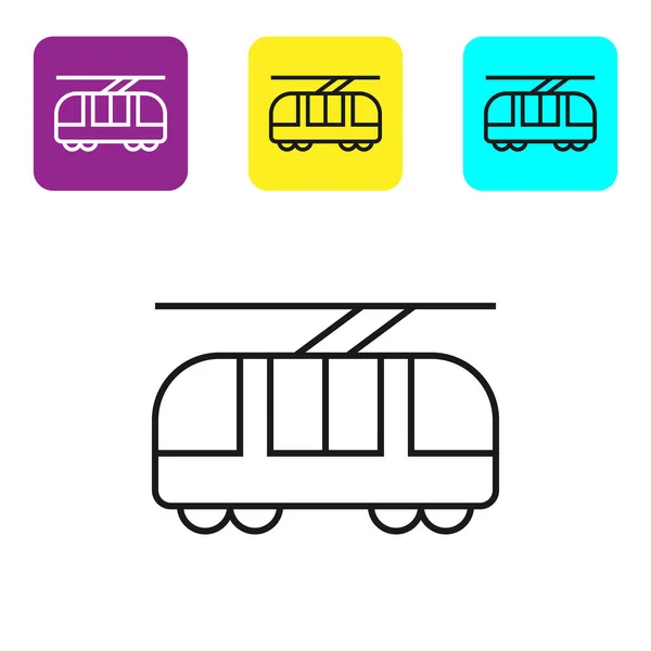 Ligne Noire Tram Icône Ferroviaire Isolé Sur Fond Blanc Symbole — Image vectorielle