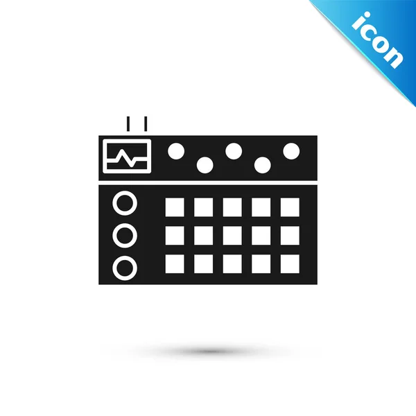 Zwarte Drum machine pictogram geïsoleerd op witte achtergrond. Muziekapparatuur. Vector Illustratie — Stockvector