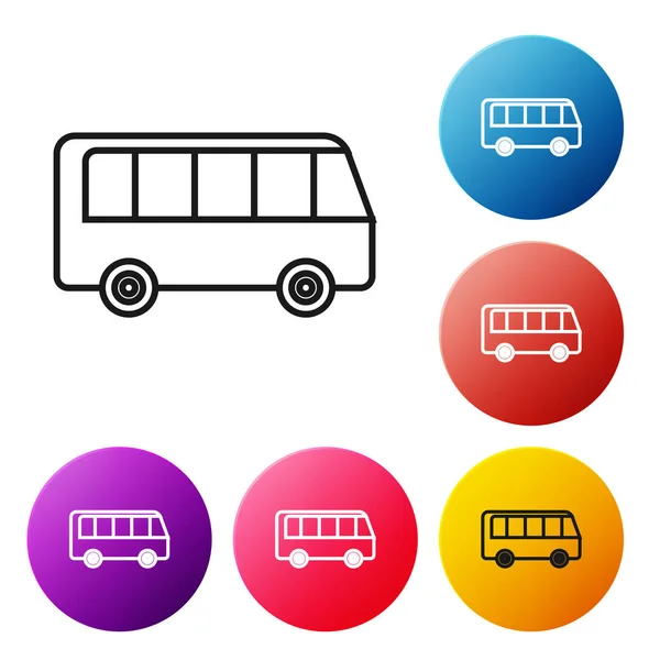 Black Line Bus Icon Isolated White Background Transportation Concept Bus — Stock Vector