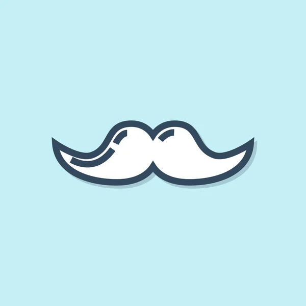 Ligne Bleue Icône Moustache Isolé Sur Fond Bleu Symbole Coiffeur — Image vectorielle