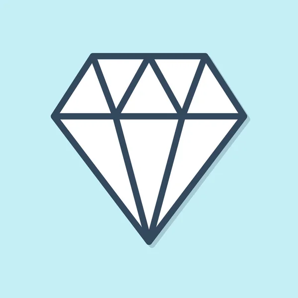 Blue Line Diamond Icon Isolated Blue Background Jewelry Symbol Gem — Stock Vector