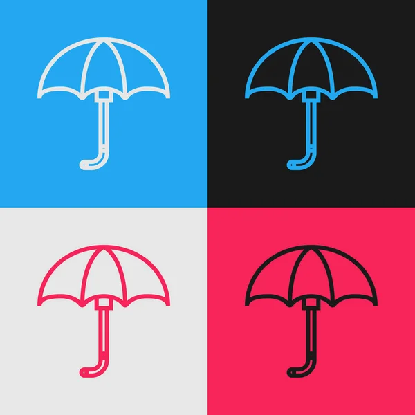 Línea Color Clásico Icono Paraguas Abierto Elegante Aislado Fondo Color — Vector de stock