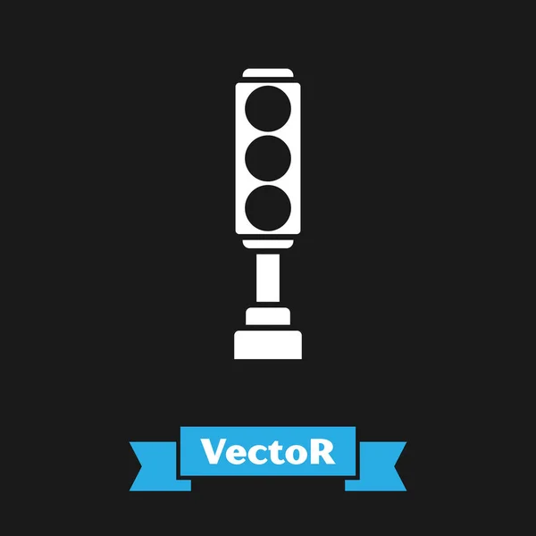 Weißes Ampelsymbol isoliert auf schwarzem Hintergrund. Vektorillustration — Stockvektor