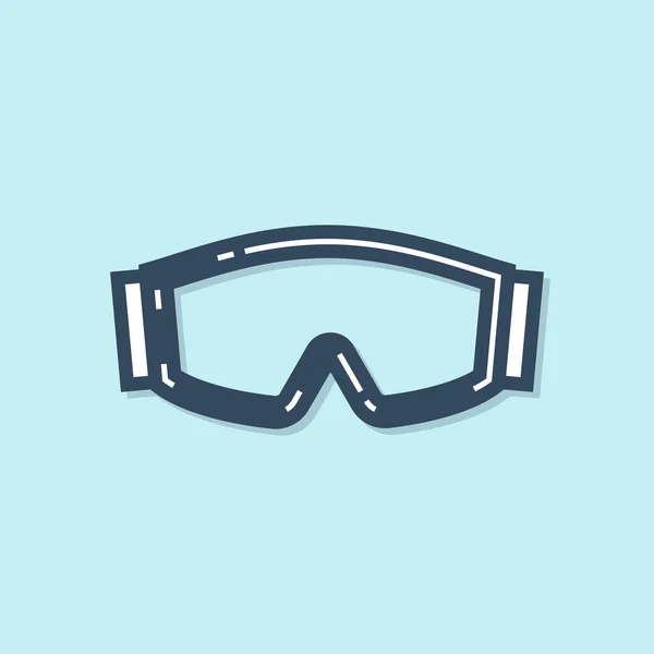 Línea Azul Icono Gafas Esquí Aisladas Sobre Fondo Azul Deporte — Vector de stock