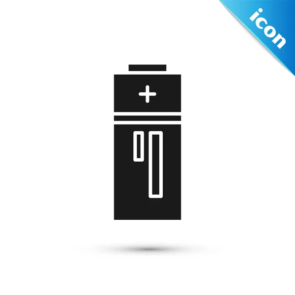 Czarna ikona baterii na białym tle. Symbol błyskawicy. Ilustracja wektorowa — Wektor stockowy