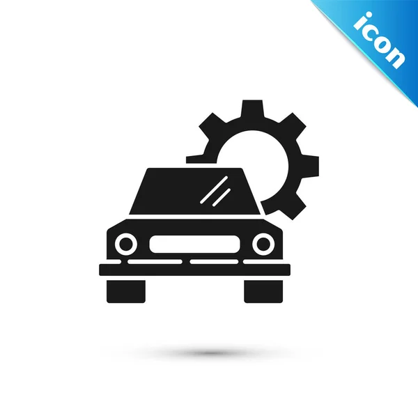 Black Car service icon isolated on white background. Auto mechanic service. Repair service auto mechanic. Maintenance sign. Vector Illustration — Stock Vector