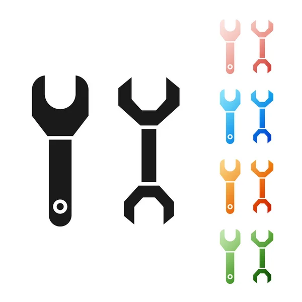 Schwarzes Schlüsselsymbol isoliert auf weißem Hintergrund. setzen Symbole bunt. Vektorillustration — Stockvektor
