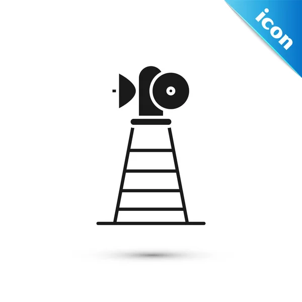 Zwarte antenne pictogram geïsoleerd op witte achtergrond. Draadloze radio antenne. Technologie en netwerksignaal radioantenne. Vector illustratie — Stockvector