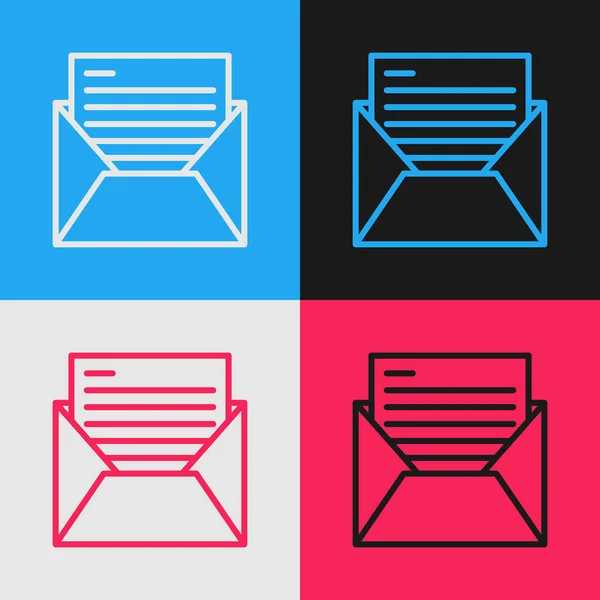 Farbzeilenpost Und Mail Symbol Isoliert Auf Farbigem Hintergrund Umschlag Symbol — Stockvektor