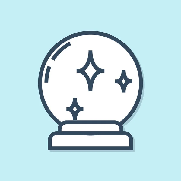 Mavi çizgi Magic topu simgesi mavi arka plan üzerinde izole. Kristal top. Vektör İllüstrasyonu
