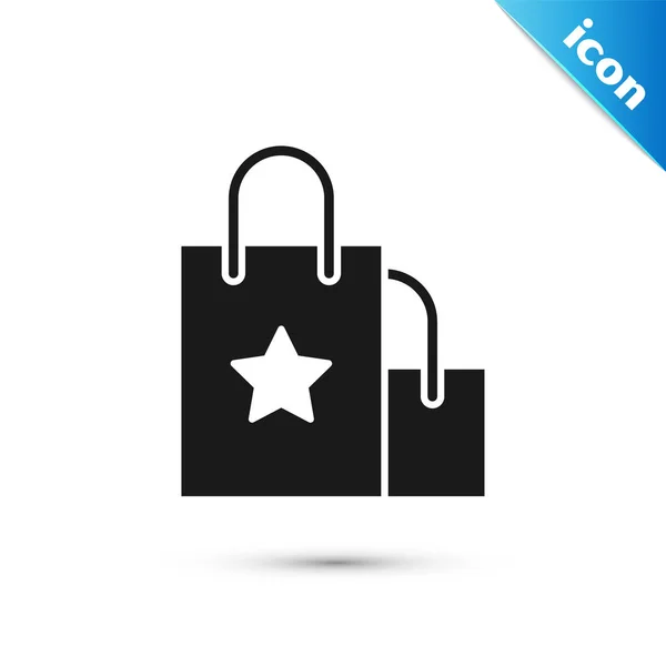 Black Paper shopping bag icon isolated on white background. Package sign. Vector Illustration — Stock Vector