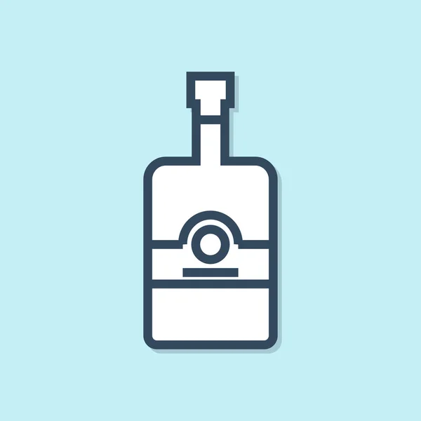 Blue Line Whiskey Flasche Symbol Isoliert Auf Blauem Hintergrund Vektorillustration — Stockvektor