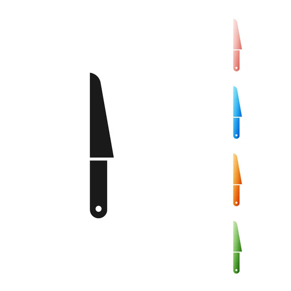 Icône de couteau noir isolé sur fond blanc. Symbole de couverts. Définir des icônes colorées. Illustration vectorielle — Image vectorielle