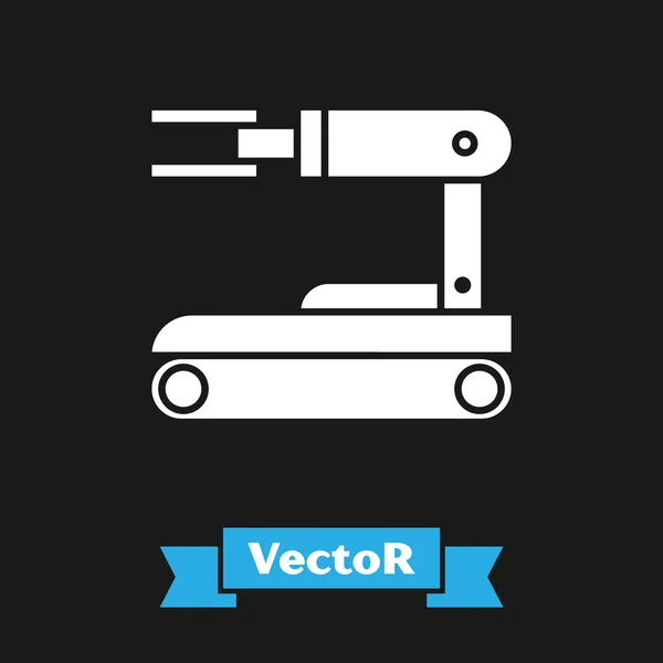 Icono Robot blanco aislado sobre fondo negro. Ilustración vectorial — Vector de stock