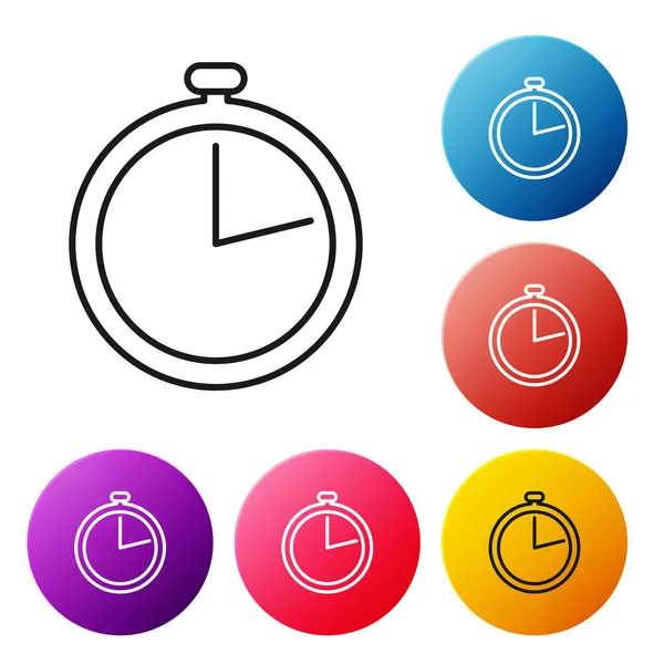 Black Line Stopwatch Icon Isolated White Background Time Timer Sign — Stock Vector