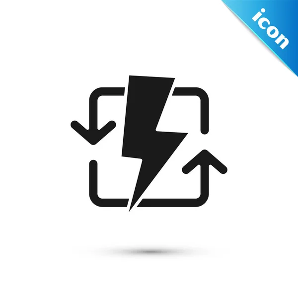 Zwart oplaadpictogram geïsoleerd op witte achtergrond. Elektrische energie teken. Vector illustratie — Stockvector