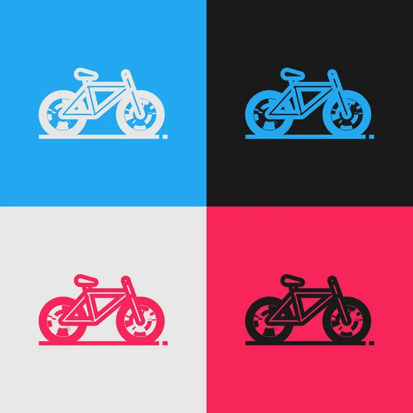 Línea Color Icono Bicicleta Aislado Fondo Color Carrera Bicicletas Deporte — Archivo Imágenes Vectoriales