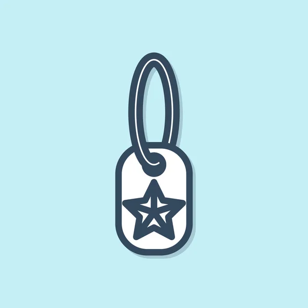 Modrá Čára Vojenský Pes Tag Ikona Izolované Modrém Pozadí Ikona — Stockový vektor
