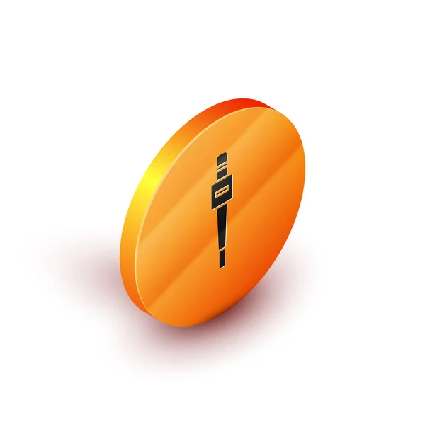 Isometrisches Mikrofonsymbol Isoliert Auf Weißem Hintergrund Mikrofon Radio Lautsprecherzeichen Orangefarbener — Stockvektor