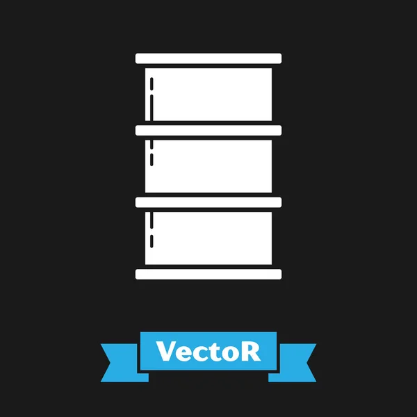 Weißes Barrel-Öl-Symbol isoliert auf schwarzem Hintergrund. Vektorillustration — Stockvektor
