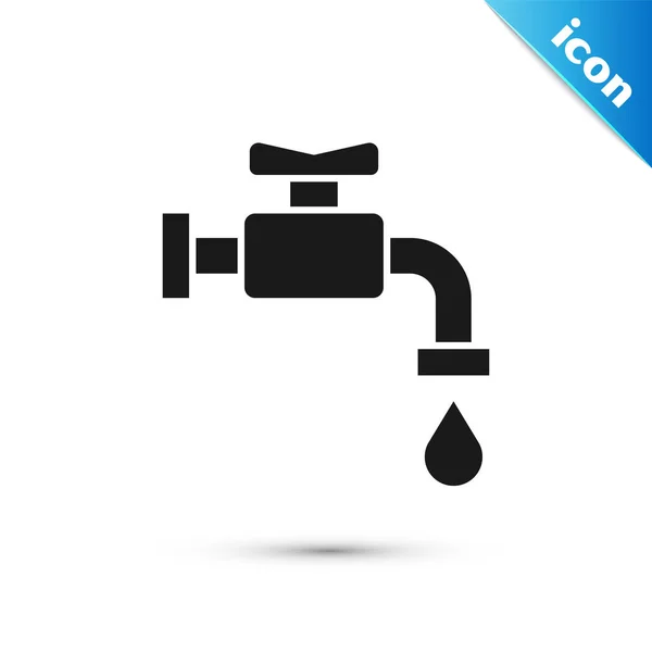 Icône robinet d'eau noire isolé sur fond blanc. Illustration vectorielle — Image vectorielle