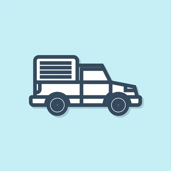 Blue Line Delivery Cargo Truck Vehicle Icon Isolated Blue Background — Stock Vector