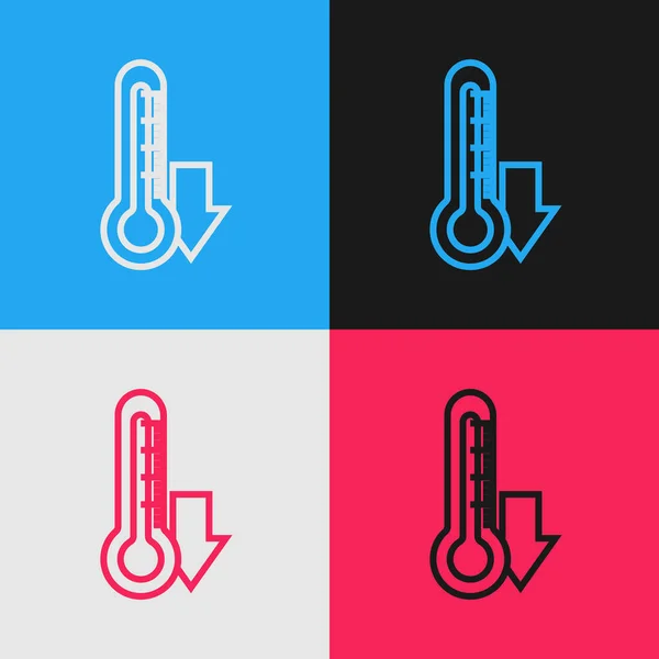 Línea Color Icono Termómetro Aislado Sobre Fondo Color Dibujo Estilo — Vector de stock