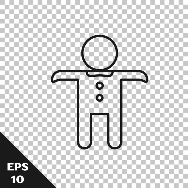 Black Line Holiday Gingerbread Man Cookie Icon Isolated Transparent Background Vector Graphics