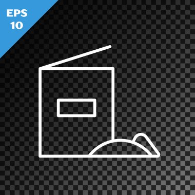 Beyaz çizgi un paketi simgesi, şeffaf koyu arkaplanda izole edildi. Vektör İllüstrasyonu