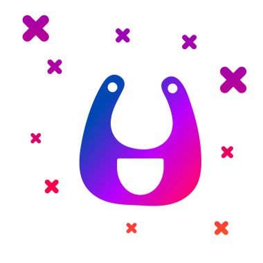 Beyaz arkaplanda izole edilmiş renkli bebek önlüğü simgesi. Kademeli rastgele dinamik şekiller. Vektör İllüstrasyonu