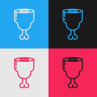 Renk çizgisi Tavuk bacak simgesi renk arka planda izole. Tavuk baget. Vintage tarzı çizim. Vektör İllüstrasyonu