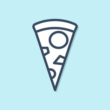 Mavi çizgi pizza dilimi mavi arka planda izole edilmiş. Vektör İllüstrasyonu