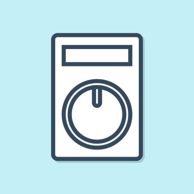 Mavi çizgi Akıllı ev simgesi mavi arka plan üzerinde izole. Uzaktan kumanda. Vektör İllüstrasyonu