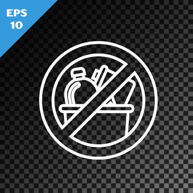 Beyaz çizgi Hiçbir çöp simgesi şeffaf koyu arkaplanda izole. Vektör İllüstrasyonu