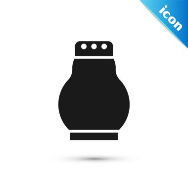 Beyaz arka planda izole edilmiş siyah tuz ve biber ikonu. Yemek pişirme baharatları. Vektör İllüstrasyonu