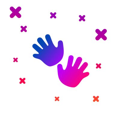 Renkli Bebek Elleri yazdırma simgesi beyaz arkaplanda izole edildi. Kademeli rastgele dinamik şekiller. Vektör İllüstrasyonu