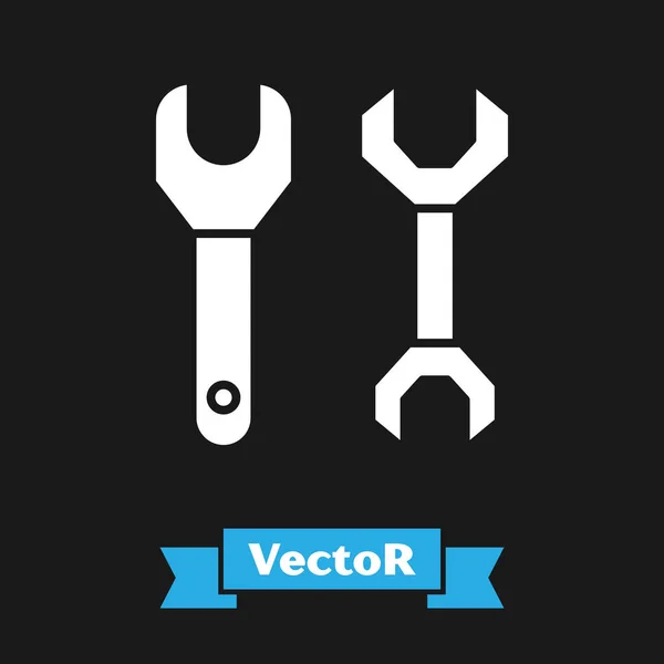 White Spanner icon isolated on black background. Vector Illustration — Stock Vector