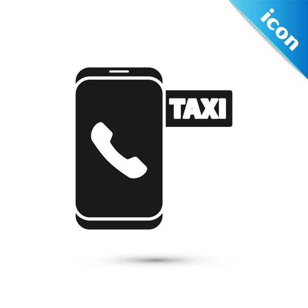 Schwarzes Taxitelefon-Symbol isoliert auf weißem Hintergrund. Taxi für Smartphone. Vektorillustration — Stockvektor