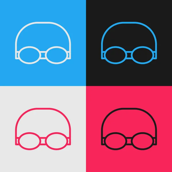 Color Line Brille Und Kappe Zum Schwimmen Symbol Isoliert Auf — Stockvektor