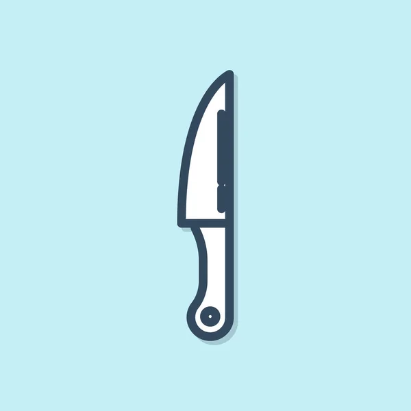 Ligne Bleue Icône Couteau Isolé Sur Fond Bleu Symbole Couverts — Image vectorielle