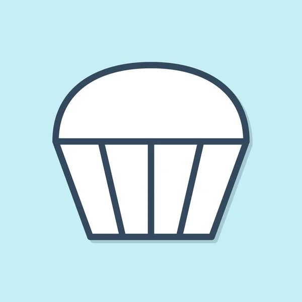 Modrá Čára Muffin Ikona Izolované Modrém Pozadí Vektorová Ilustrace — Stockový vektor