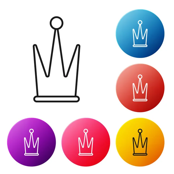 Черная Линия Crown Значок Изолирован Белом Фоне Настроить Иконки Красочные — стоковый вектор