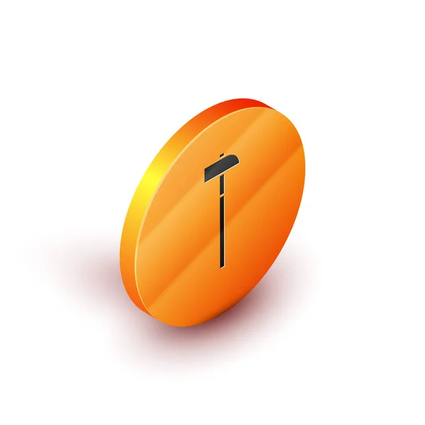 Isometric Hammer Icon Isolated White Background Tool Repair Orange Circle — Stock Vector