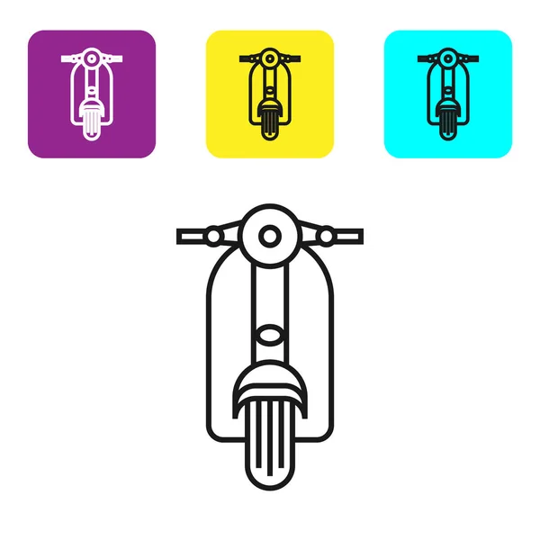 Black Line Scooter Icon Isolated White Background Set Icons Colorful — Stock Vector