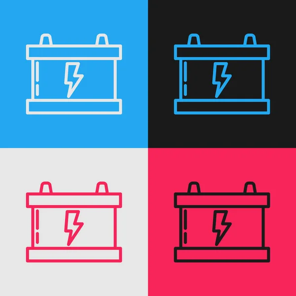 Kleurlijn Auto Batterij Pictogram Geïsoleerd Kleur Achtergrond Accumulator Batterij Energie — Stockvector