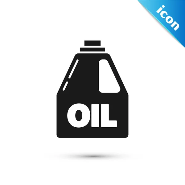 Černá Plastová nádoba pro motorový olej ikona izolované na bílém pozadí. Olejový galon. Služba výměny oleje a opravy. Vektorová ilustrace — Stockový vektor