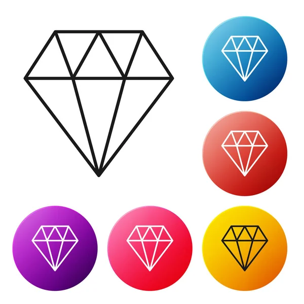 Svart Linje Diamant Ikon Isolerad Vit Bakgrund Smycke Symbol Pärla — Stock vektor