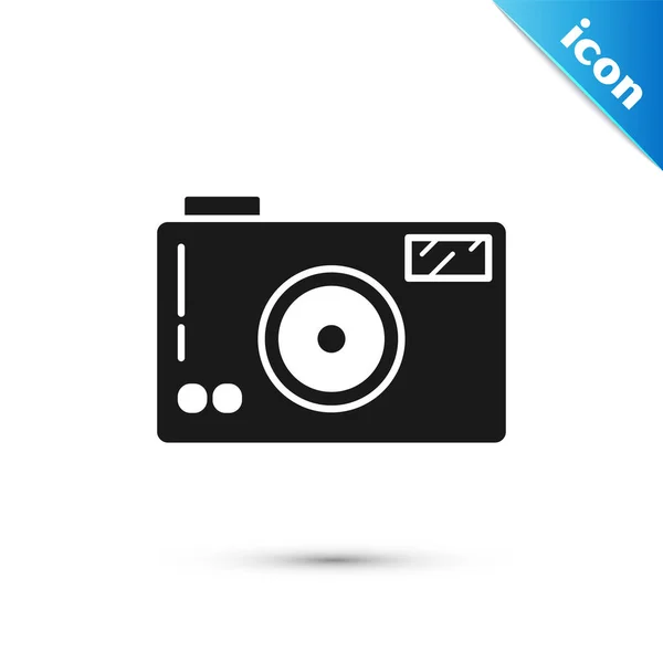 Schwarzes Icon der Fotokamera isoliert auf weißem Hintergrund. Foto-Kamera-Ikone. Vektorillustration — Stockvektor