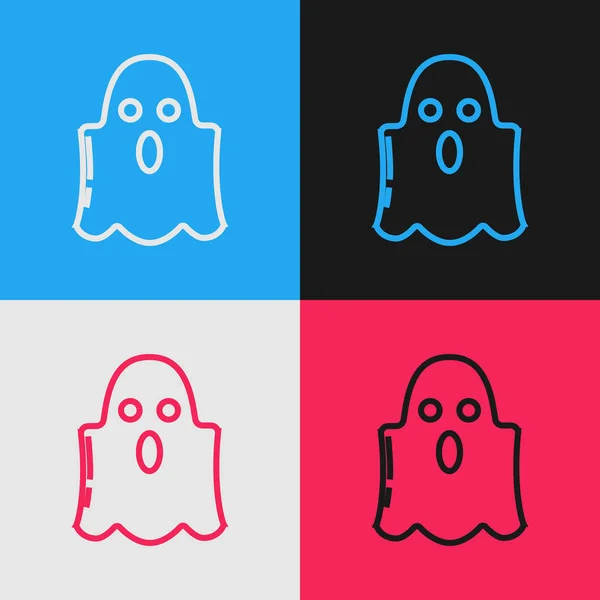 Kolor Linii Ghost Ikona Izolowane Tle Koloru Wesołego Halloween Rysowanie — Wektor stockowy